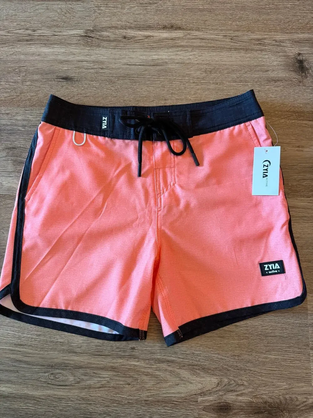 Zyia Active Boys Bright Coral Board Shorts Swim Trunks Size 12-14
